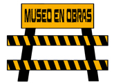 dibujo caballete con cartel Museo en obras